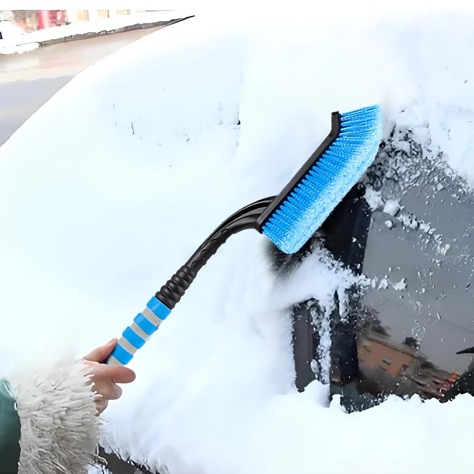 Multi-Function Ice Scraper for Car, Abs+Foam, Blue, Snow Removal and Frost Cleaning Tool
