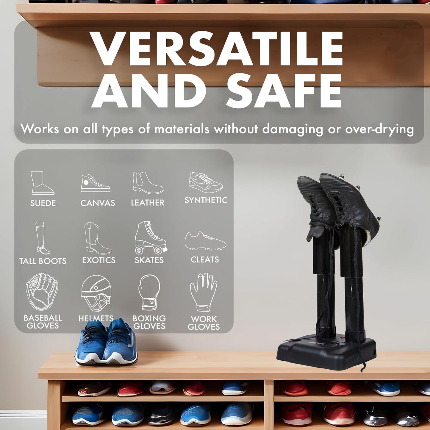 Boot Dryer - Silent Shoe Dryer & Warmer for Work Boots, Gloves & Shoes - Fanless Convection Dry - Helps Reduce Odor