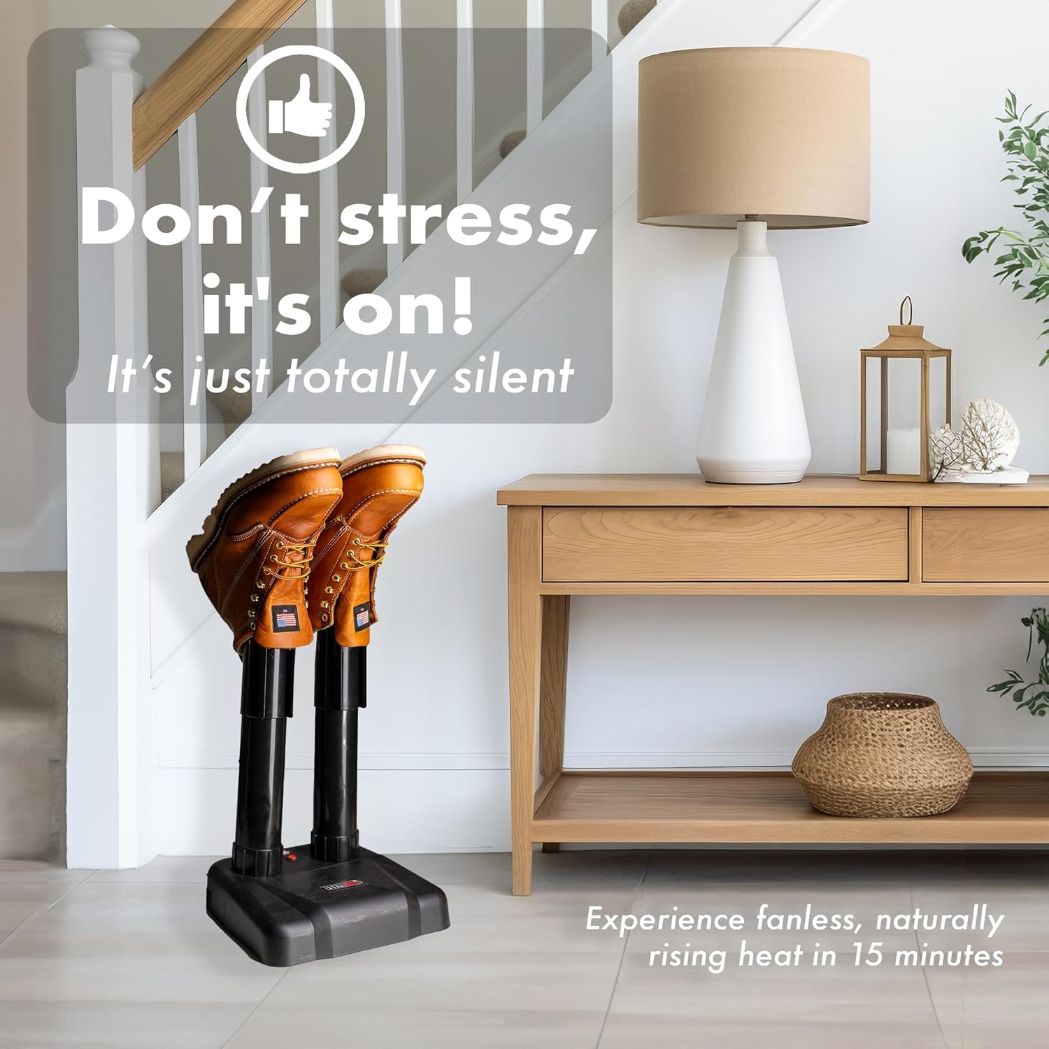 Boot Dryer - Silent Shoe Dryer & Warmer for Work Boots, Gloves & Shoes - Fanless Convection Dry - Helps Reduce Odor