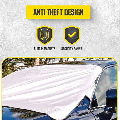 WEATHERFORCE 360 by Bell+Howell All-Weather, Heavy-Duty and Reversible Windshield Protector 6 Feet by 10 Feet Fabric for Any Car Protects from Heat and Snow Comes with Anti-Theft Panels as Seen on TV